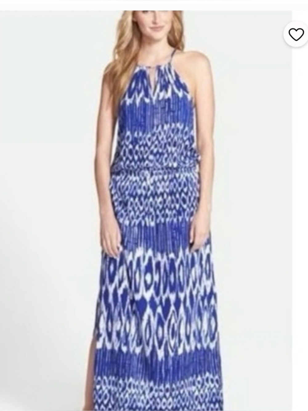 Tommy Bahama Blue & White Printed Halter Maxi Dress